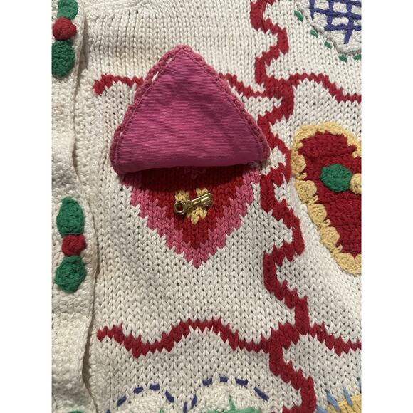 Vintage 1994 Eagles Eye Knit Hearts Valentines Day Sweater Size Large Rare - Picture 4 of 8